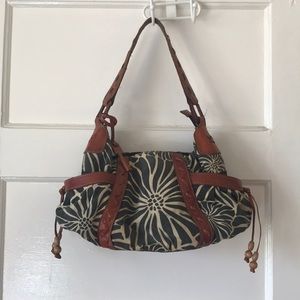 Fossil canvas shoulderbag with leather straps